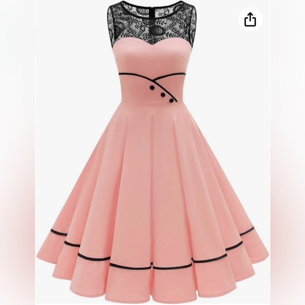 Bbonlinedress Women's 50s Vintage Floral Lace Party Swing Dress